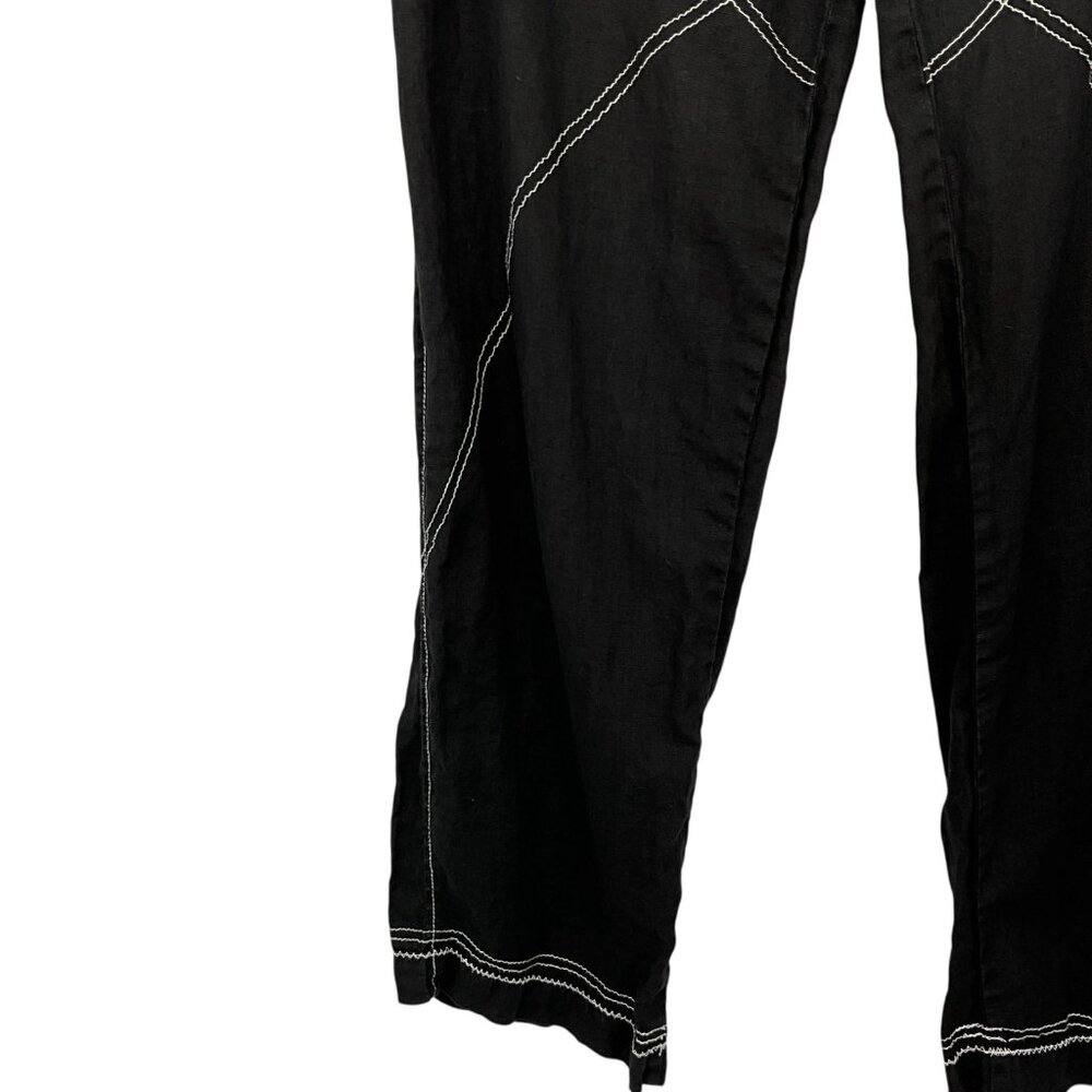 Pete & Greta Johnny Was Marika Cargo Pants Black Size 4 100% Linen Pockets - Picture 7 of 9